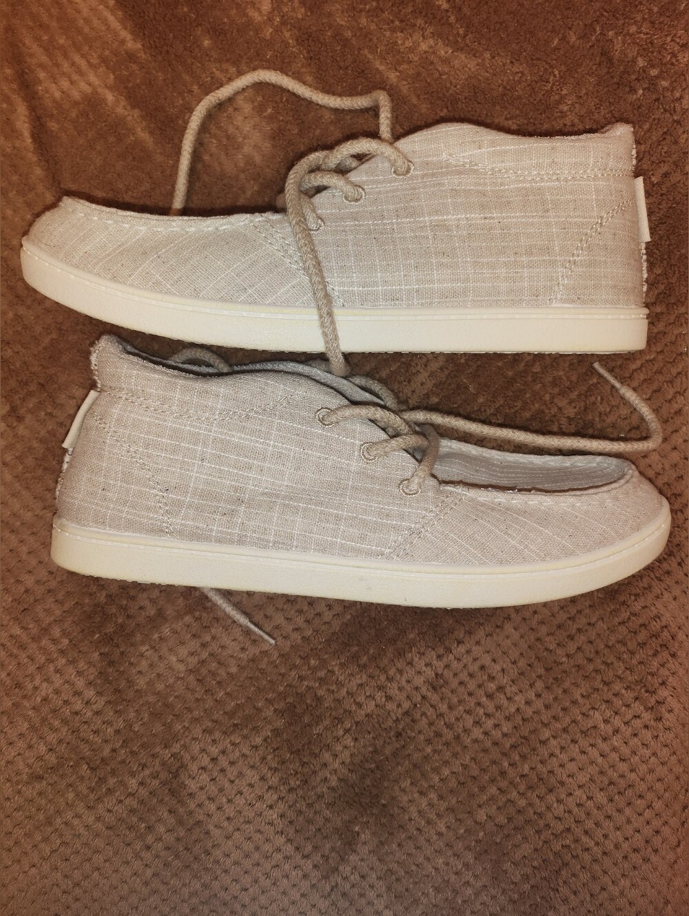 Womems Roxy Casual Women's Light Beige Canvas Lace-Up Sneakers Size 6.5